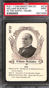 PL9-1 Cincinnati GM, Präsidentenkarten des Weißen Hauses, #21A William McKinley, PSA 9 - Bild 1 von 2