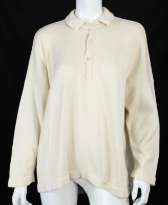 Свитер ESKANDAR цвета слоновой кости из хлопковой смеси вязаный на пуговицах с воротником спереди O/S - Изображение 1 из 4