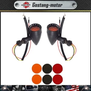 Motorcycle LED Turn Signal Red Lights Indicator For Chopper - Foto 1 di 11
