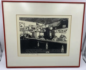 White Rabbit Saloon Holzschnitt von Dan Quest - handsigniert - gerahmt - Jack Daniels - Bild 1 von 12