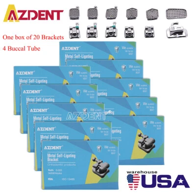 AZDENT Dental Orthodontic Brackets Passive Self-Ligating Brace Roth.022 Hook 345 - Image 1 of 4