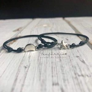 Moon and Star Couple Bracelets, His and Hers Waterproof Bracelets - Picture 1 of 4