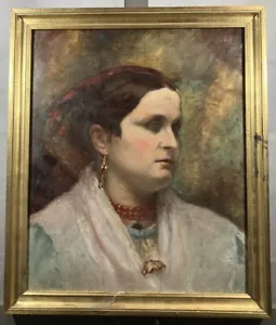 Curiosité Portrait d'une Femme Aveugle Fin XIXe monogrammée au dos - Imagen 1 de 10