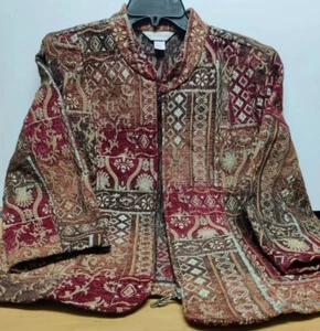 Christopher & Banks Zippered Tapestry Jacket Blazer Size L Geometric Paisley - Picture 1 of 11