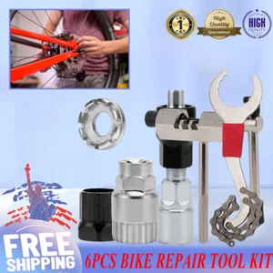 6X Bike Repair Tool Kit Crank Chain Cutter Extractor Bracket Freewheel Puller - Picture 1 of 9