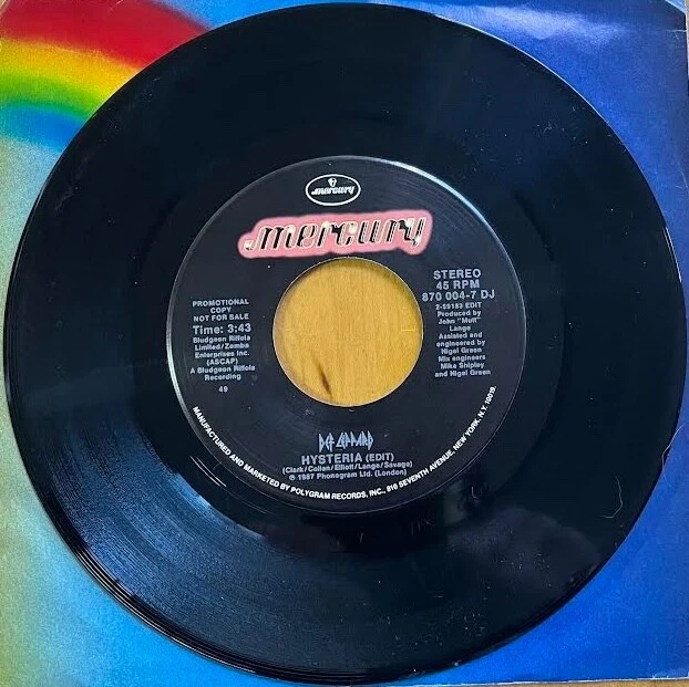 DEF LEPPARD Hysteria (Edit) /Hysteria (Edit) 7" NEW US PROMO # 870 004-7 DJ - Image 1 of 1