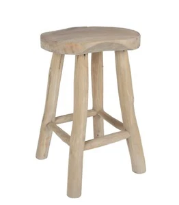 Rustikaler Teakholz Hocker Sitzhocker Holzhocker Blumenhocker Beistelltisch Deko - Bild 1 von 5