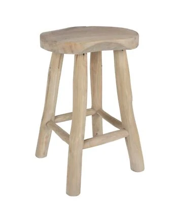 Rustikaler Teakholz Hocker Sitzhocker Holzhocker Blumenhocker Beistelltisch Deko - Bild 1 von 4