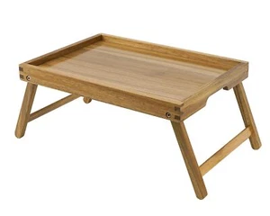 Akazie Bett Tisch Tablett Holz Frühstückstablett mit Klappbeinen Betttablett ... - Bild 1 von 7