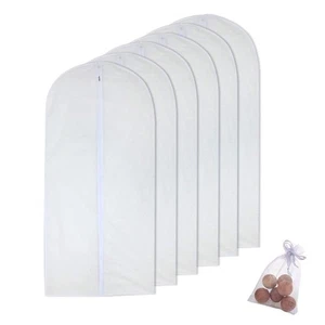Garment Bags Covers Clear 24'' x 40'' Hanging Clothing Storage Bags and 6 Ced... - Picture 1 of 7