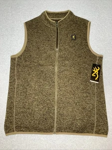 New Browning Casual Sportswear Fleece Vest Size Large Lt. Brown With Pockets NWT - Picture 1 of 13