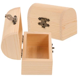 2Pcs Solid Wooden Arc Design Storage Boxes Gift Boxes (Small) wood treasure box - Picture 1 of 12