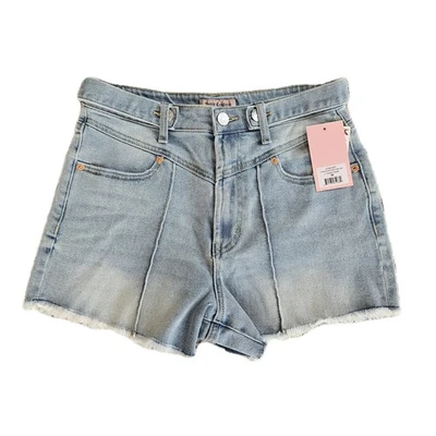 Pantalones Cortos Denim Juicy Couture Talla 28 Lavado Ligero V Frontal Dobladillo Crudo Corte Nuevo con Etiquetas Foto 1 de 4