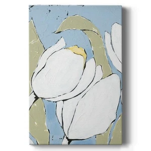 Nature Home Decor Prints for Living Room White Soft Tulip Flowers Abstract Ca... - Picture 1 of 7
