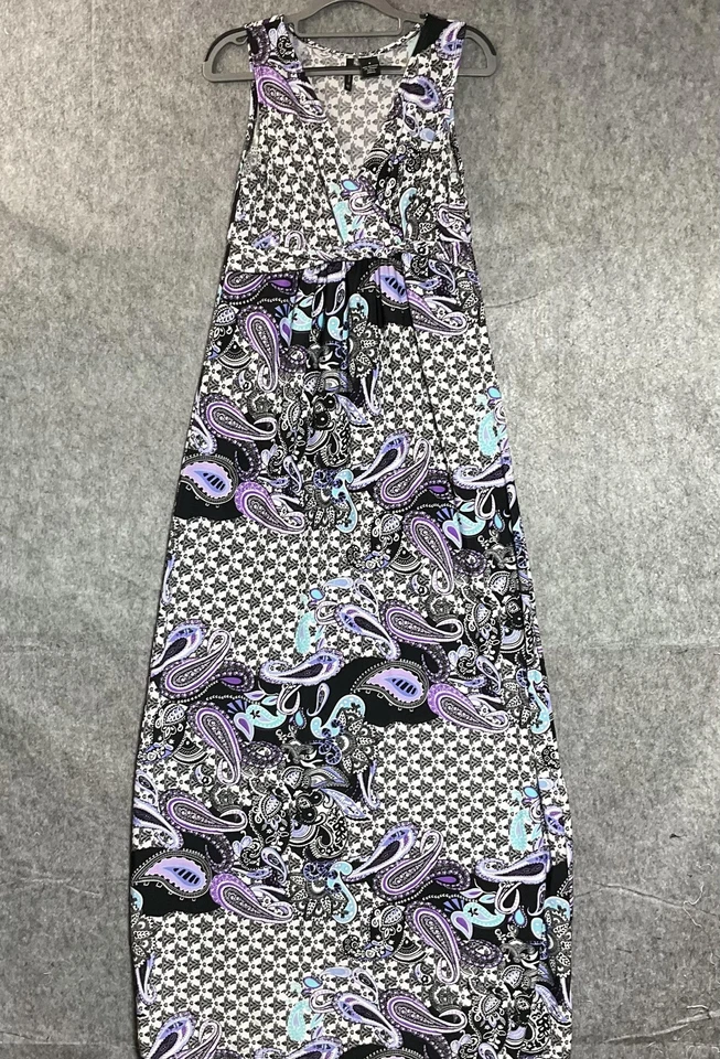 Vestido New Directions Mujer Pequeño Negro Púrpura Cachemira Sin Mangas Maxi Cuello en V Foto 1 de 4