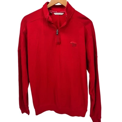 Cutter & Buck Sweatshirt Mens Medium Red 1/4 Zip Pima Cotton TORREY PINES Golf - Image 1 of 4