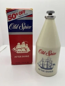 Vintage 1980 Old Spice After Shave Glasflasche mit Box Sternverschluss 4 1/4 fl oz - Bild 1 von 7
