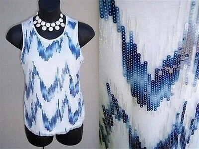 Camiseta sin mangas Attitudes Renee lentejuelas cami talla M L VACACIONES azul plata blusa camisa Foto 1 de 4