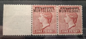 Montserrat 1876/83 1d rojo par marginal izquierdo, bisagras como nuevo - Imagen 1 de 1