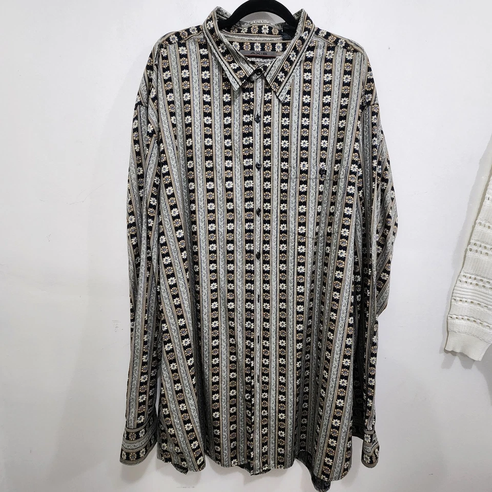 Axis Long Sleeve Geometric Print Shirt Button-front Long Sleeve Mens 3XT - Image 1 of 4