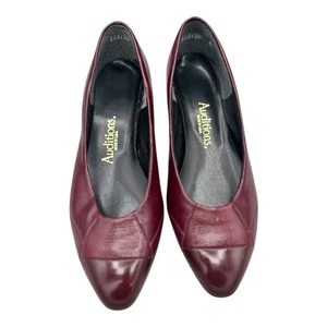 Burgundy Leather Pumps Low Heels Professional Classic Office Siren 7.5 M Comfort - Picture 1 of 10