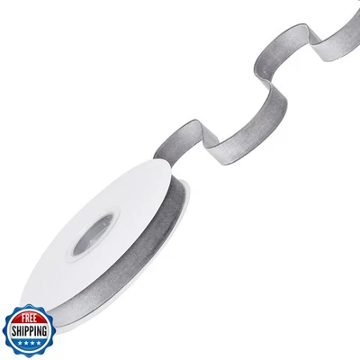 Ribest Grey Velvet Ribbon 5/8 Inch Continuous 10 Yards Christmas  - Image 1 of 4