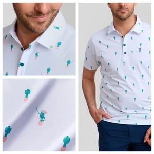 William Murray Golf Polo Shirt Men’s S Small Free Hugs Jockey Cactus White NEW - Picture 1 of 7