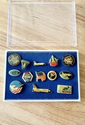 Vtg Pin Set, NASA Challenger/Northwest Aviation EXPO/Columbia/STS-6/ Foto 1 de 4