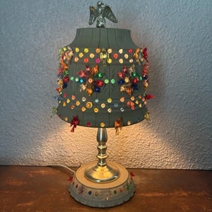 Vintage Retro Lawnware Lamp Boho Hippie Decor Colorful Birds Beaded 1960s-1970s - Picture 1 of 10