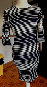 BNWT Ladies TFNC London SAPPHIRE Navy BLUE Striped TWIST Detail “SHENA” Dress S - Picture 1 of 12