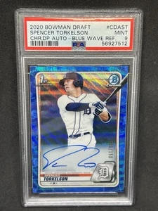 SPENCER TORKELSON 2020 1st BOWMAN CHROME BLUE WAVE REFRACTOR AUTO /150 RC PSA 9 - Picture 1 of 3