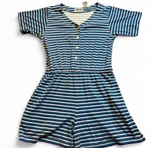 Vintage türkis & lila Lauren Brooke gestreifter Strampler Größe Petite Medium - Bild 1 von 5
