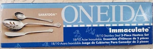 Oneida SARATOGA 3 Piece HOSTESS SET w/ Slotted Immaculate 18/10 Stainless Steel - Picture 1 of 7