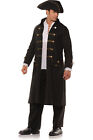 Black Faux Leather Print Coat Hat Set Halloween Pirate Costume Adult Women