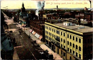 12th Street Looking South from O Lincoln Nebraska Postcard - Bild 1 von 2
