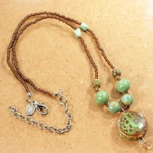 Cousin Claudine Beaded 16” + 3” Necklace with Turquoise Pendant - Picture 1 of 7