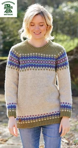 Pachamama Hand Knitted 100% Wool Jumper Sweater - Elgin Fair Isle, Olive - BNWT - Picture 1 of 7