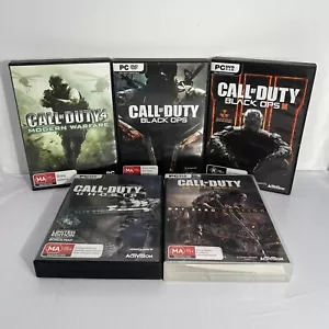 Call of Duty PC Games Bulk Lot Bundle Of 5 Shooter War Games BO1 BO2 AW Ghosts - Picture 1 of 2