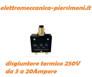 INTERRUTTORE TERMICO UNIPOLARE SALVAMOTORE POMPA MOTORE 230V 3 - 20A DISGIUNTORE - Foto 1 di 1