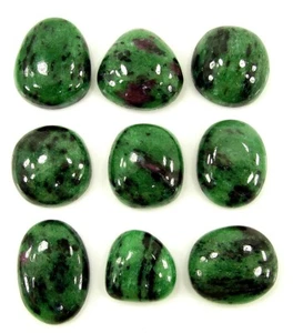 218.60 Ct Natural Ruby Zoisite 17-23 mm Gemstone Cabochon Stone 9 Pcs Lot - 1646 - Picture 1 of 2