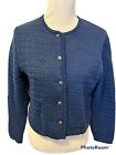 GEIGER Austria •38/ US 8• 100% New Wool Blue Textured Sweater Jacket Cardigan