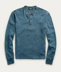 Nueva Camisa Henley RRL Ralph Lauren Azul Índigo Tejido Jacquard Para Hombre XL Extra Grande - Imagen 1 de 2