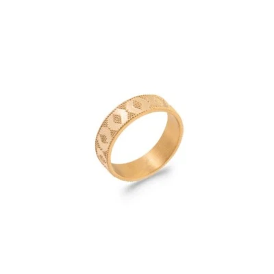 Bague alliance"motif géométrique relief "plaqué or 750/000 18 carats garanti - Photo 1/2