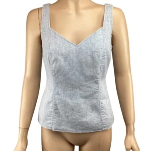 Etcetera Linen Blend Tank Top Size 2 Sleeveless Casual Blue Stretch - Picture 1 of 7