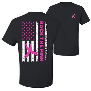 Camiseta gráfica para hombre Back the Pink bandera americana delantera y trasera - Imagen 1 de 9