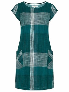 LADIES SEASALT ROCAMBOLE CHECK TEAL TUNIC DRESS SIZE 10