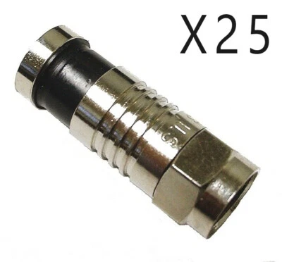 25 Pack Lot - RG59 Cable F-Type Compression Video Connector Plug CATV CCTV Male - Image 1 of 2