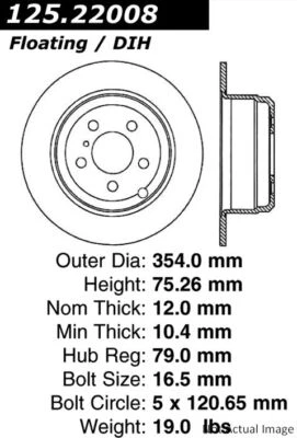 Rotor de freno de disco trasero centrado para 03-05 Land Rover Range Rover (125.22008) Foto 1 de 4