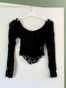 Womens Rita Ora Sheer Black Lace Top Size XS / UK 6/8 - Picture 1 of 5