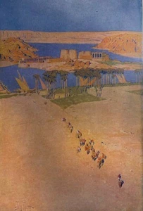 1908 Vintage Magazine Illustration Island of Philae by Jules Guerin - Picture 1 of 2